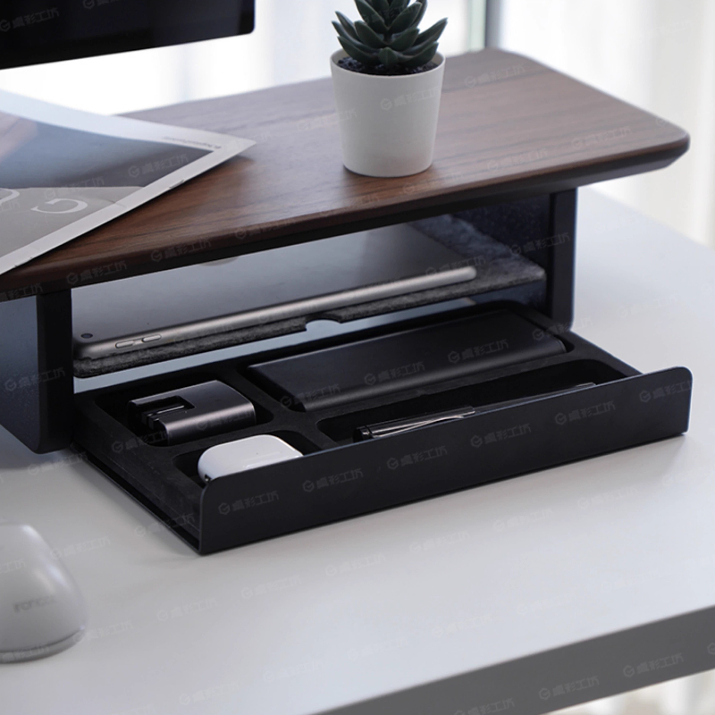 Desk Setup Computer - Monitor Stand Riser Storage Drawers Office