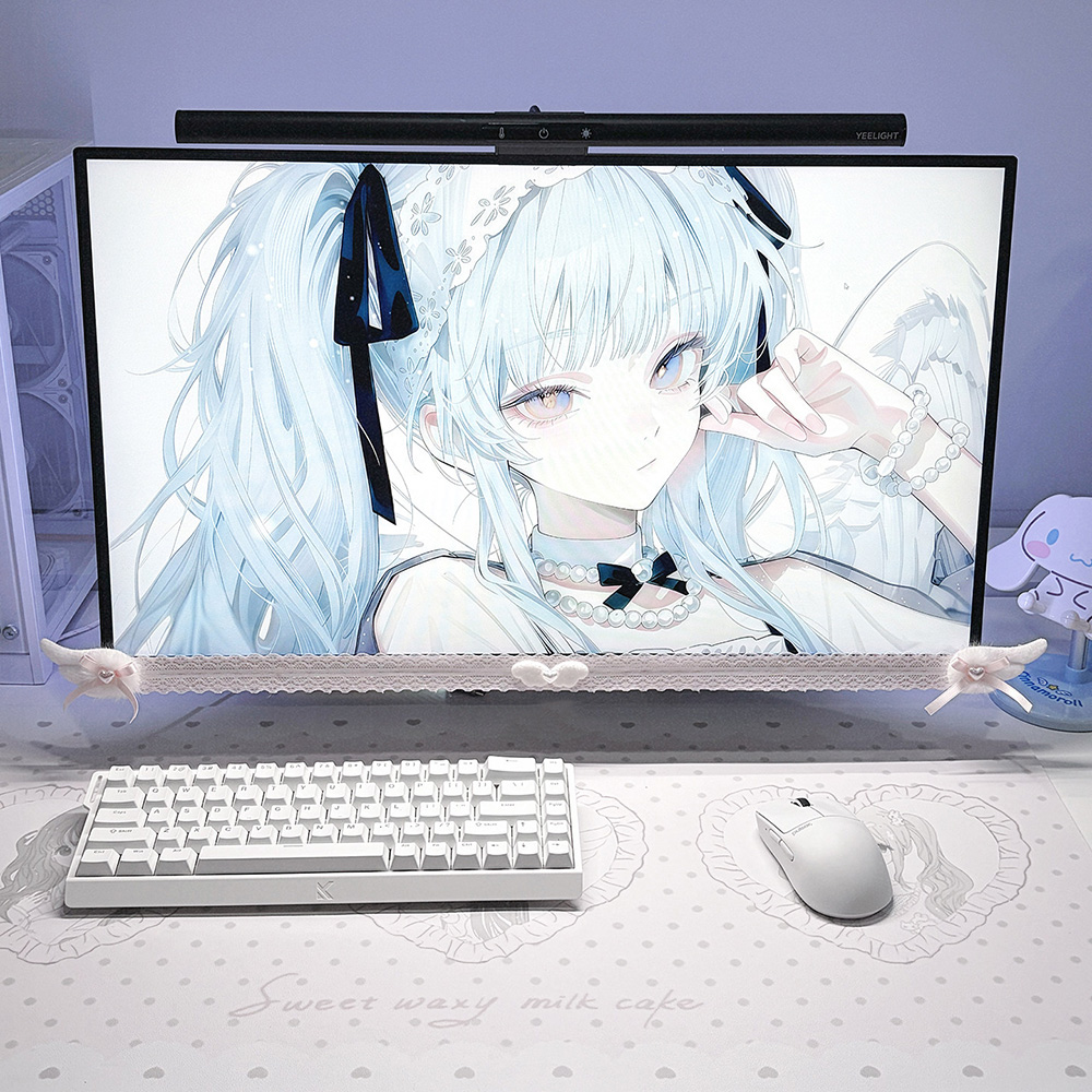 New Screen Decor White Lace Mo - Desk Setup Computer ulasan dan harga