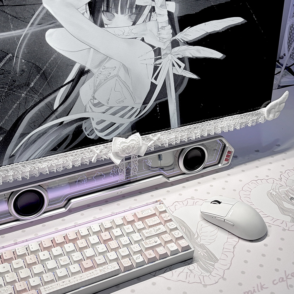 Kawaii White Lace Monitor Deco - Korean Desk Setup ulasan dan harga