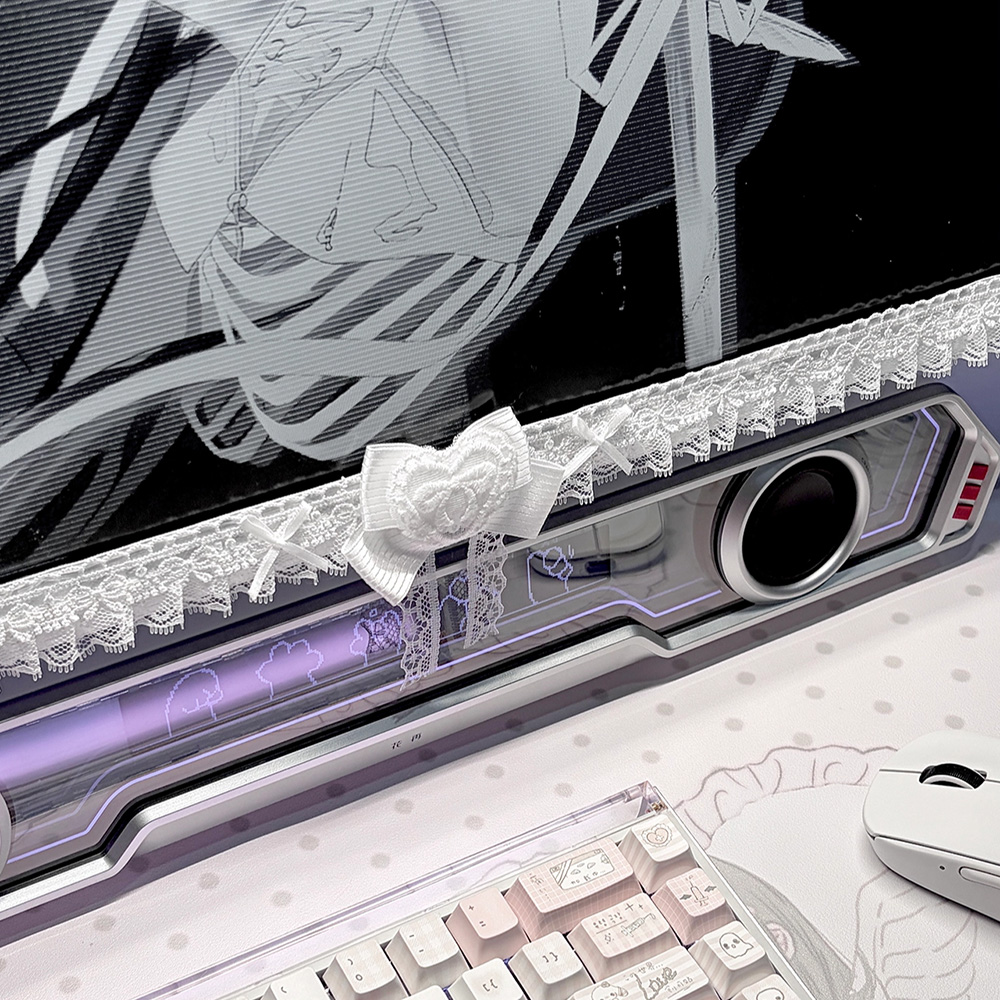 Kawaii White Lace Monitor Deco - Korean Desk Setup ulasan dan harga