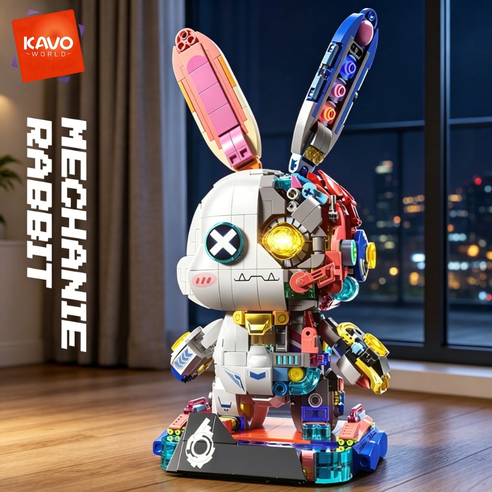 KAVOWORLD 1377PCS Robot Rabbit - Desk Setup Builder ulasan dan harga