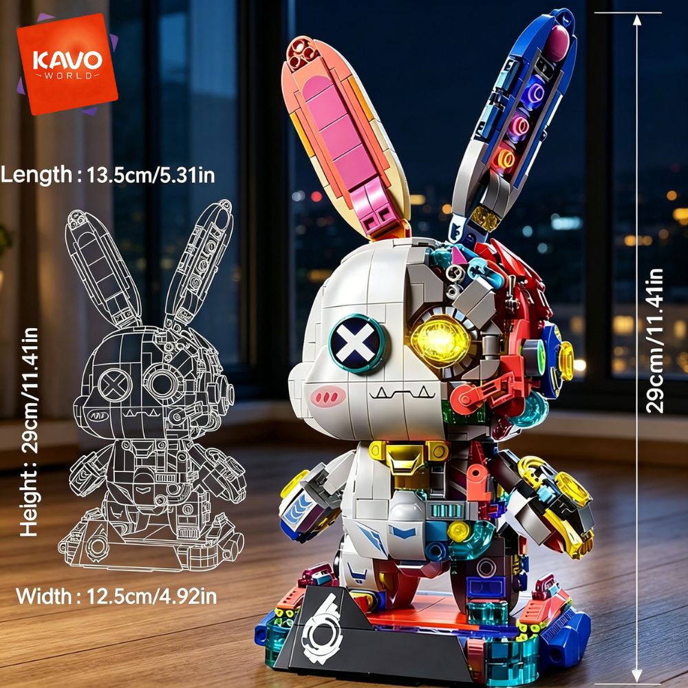 KAVOWORLD 1377PCS Robot Rabbit - Desk Setup Builder ulasan dan harga