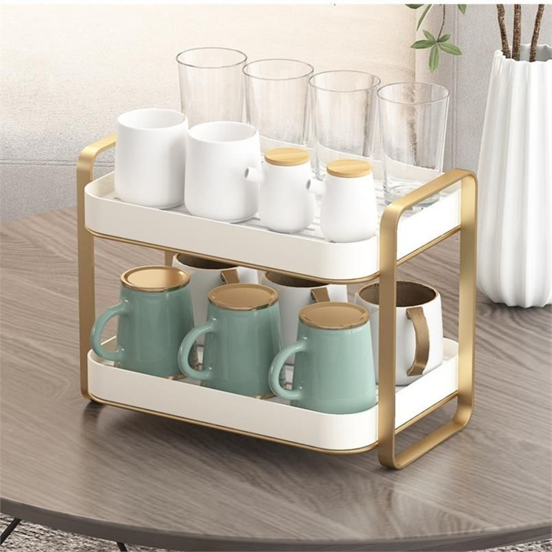 2 Tier Cup Organizer Rack Mug  - Desk Setup Shelf ulasan dan harga