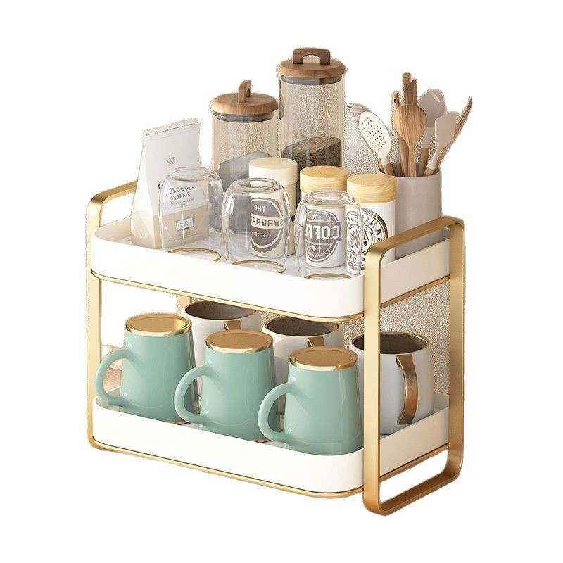 2 Tier Cup Organizer Rack Mug  - Desk Setup Shelf ulasan dan harga