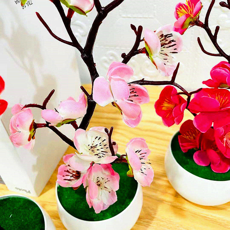 Simulation Plum Flower Pot Pla - Desk Setup Plant ulasan dan harga