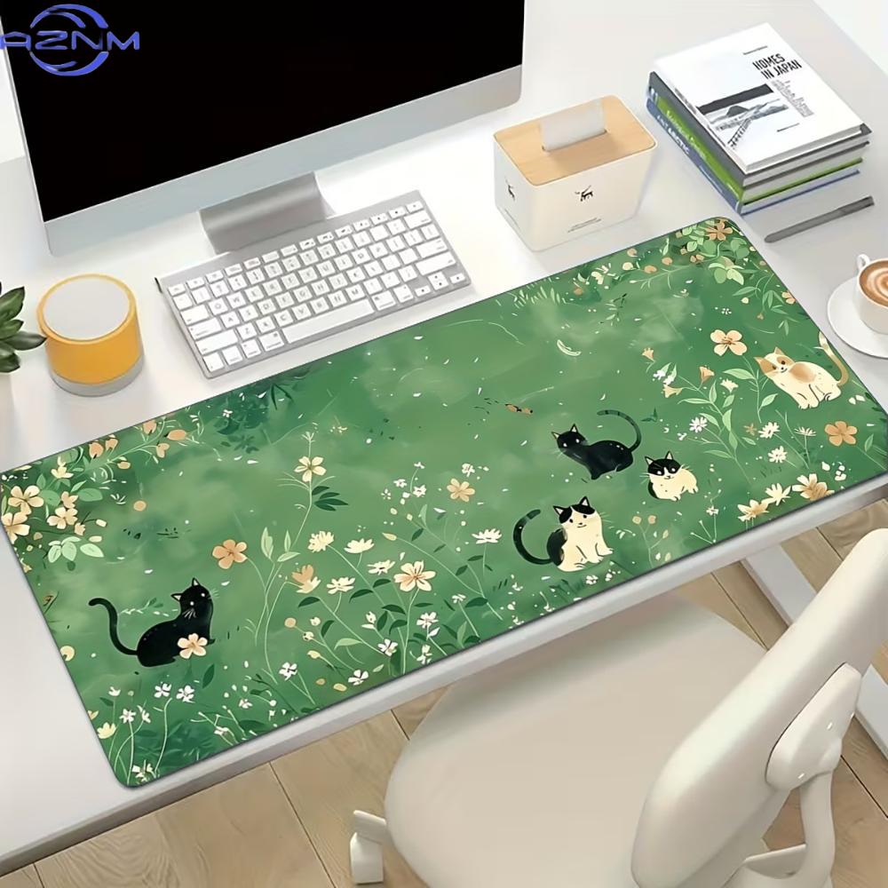 Floral Cat Design Large Gaming - Desk Setup Gaming And Work ulasan dan harga