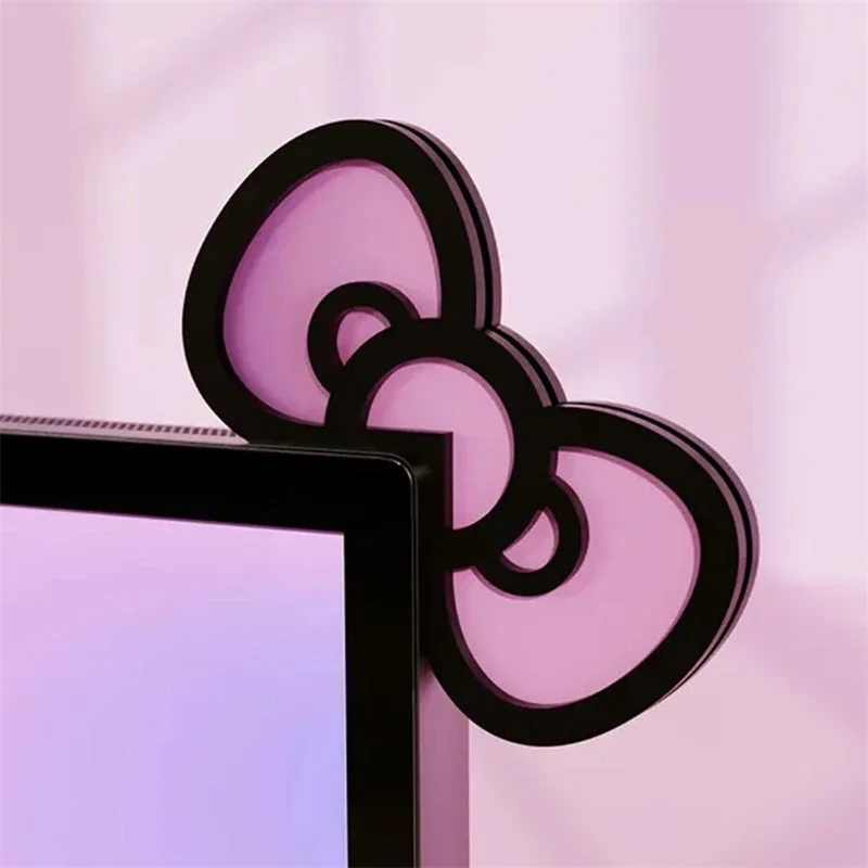 Kawaii Pink Acrylic Bow Monito - Desk Setup In Office ulasan dan harga