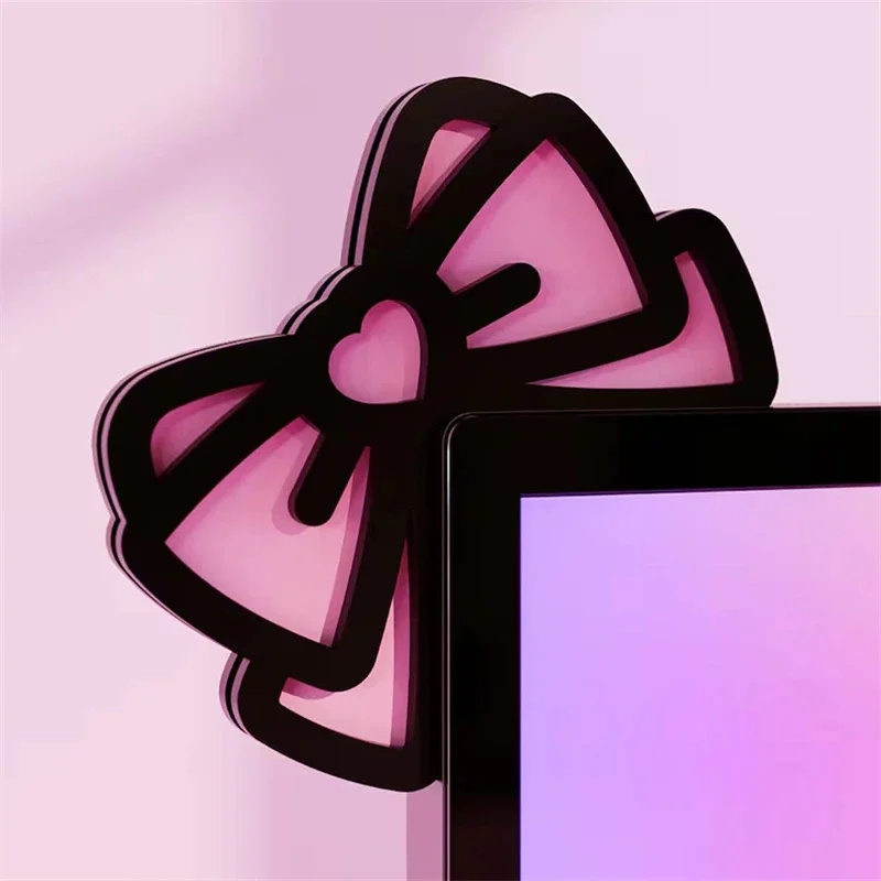 Kawaii Pink Acrylic Bow Monito - Desk Setup In Office ulasan dan harga