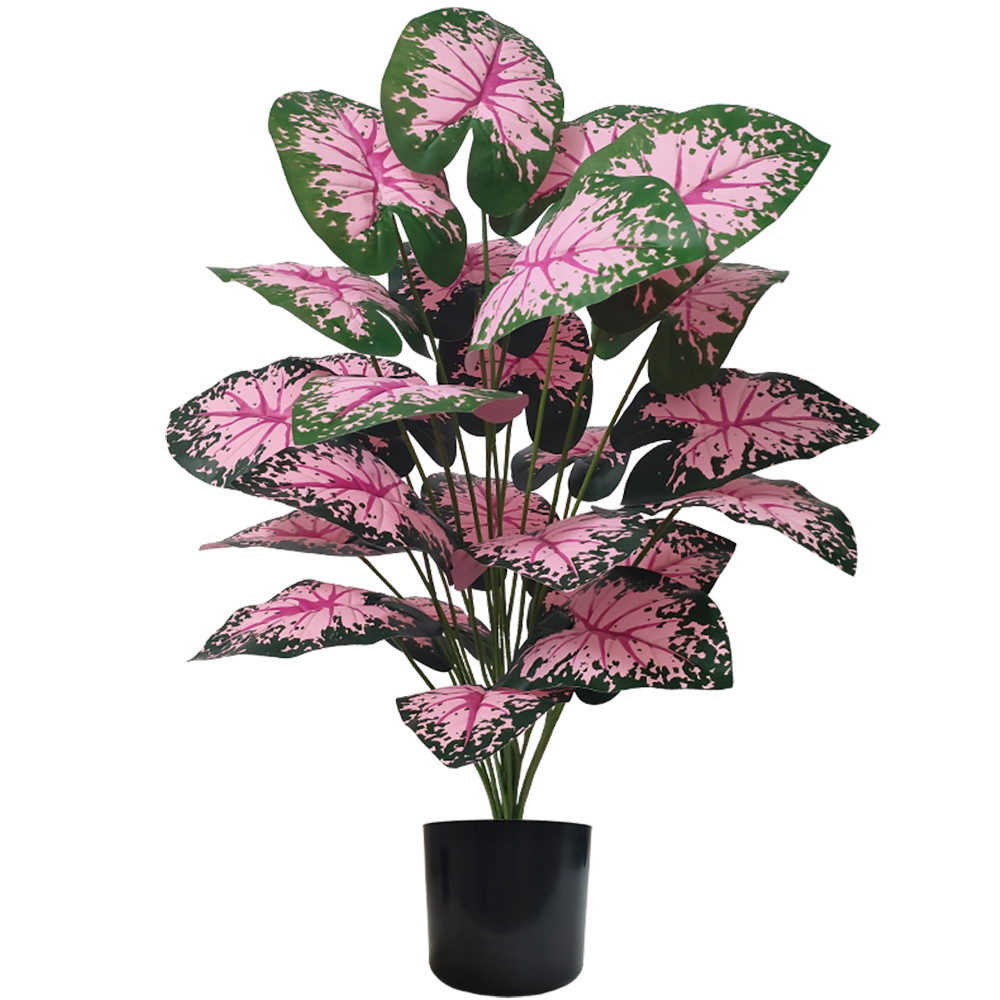 Pink Leaf Potted Plants Fake A - Desk Setup Plant ulasan dan harga