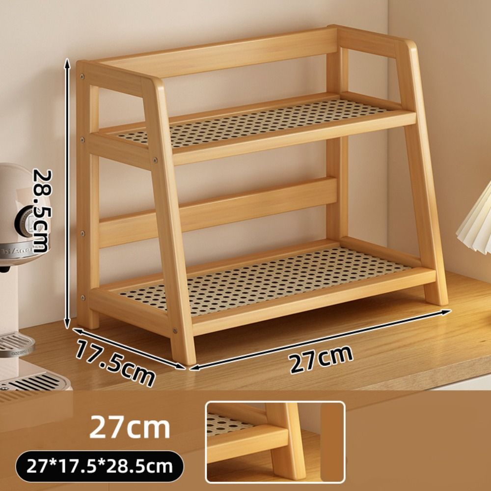 Wooden Storage Shelf for Kitch - Desk Setup Shelf ulasan dan harga