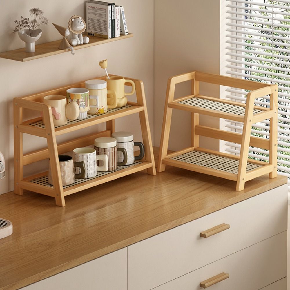 Wooden Storage Shelf for Kitch - Desk Setup Shelf ulasan dan harga
