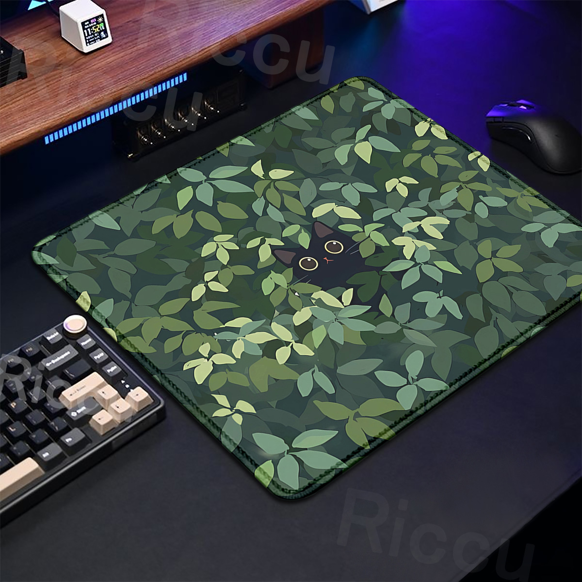 Kawaii Black Cat Mousepad 18x2 - Korean Desk Setup ulasan dan harga