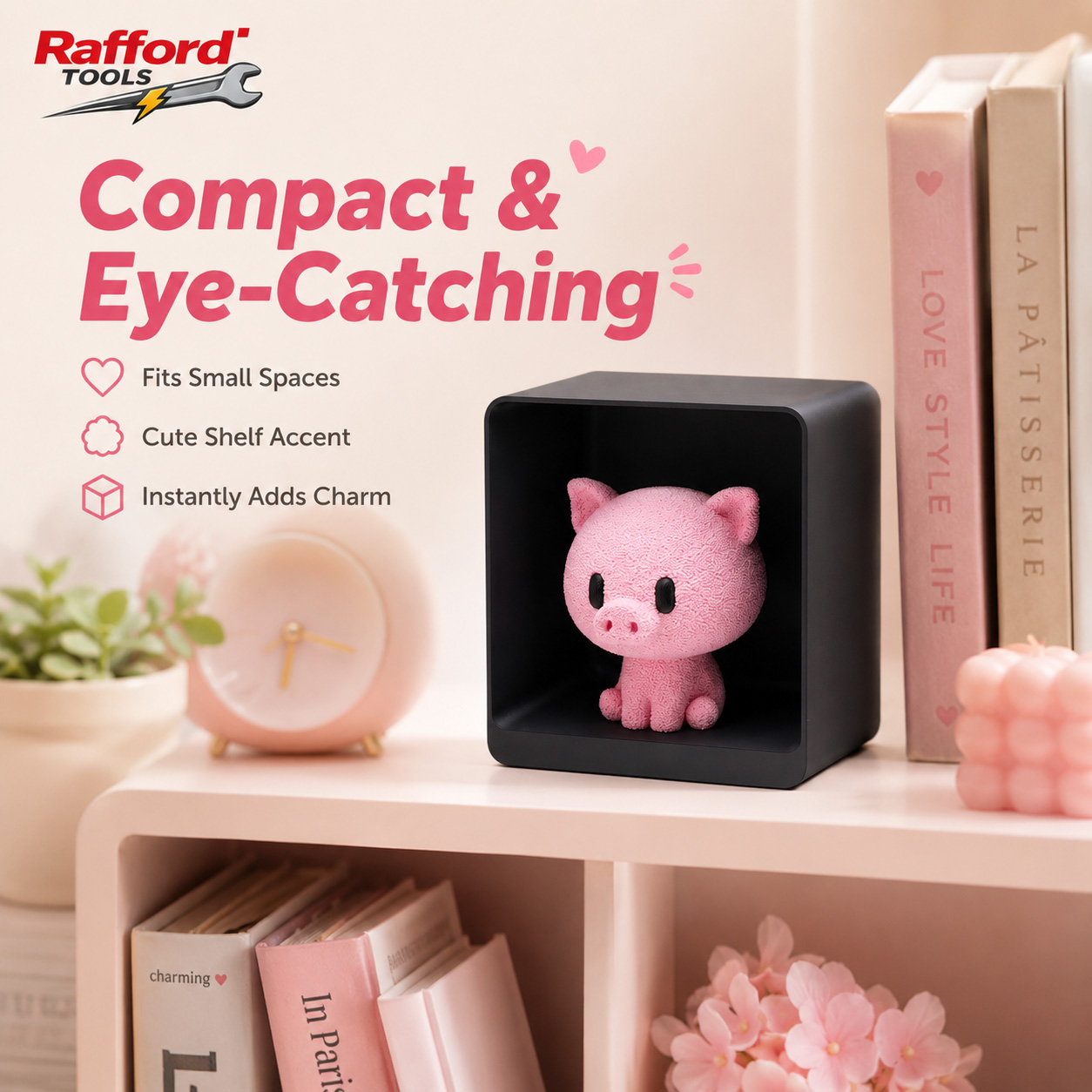 Rafford Cute Flocked Pink Pig  - Desk Setup Shelf ulasan dan harga
