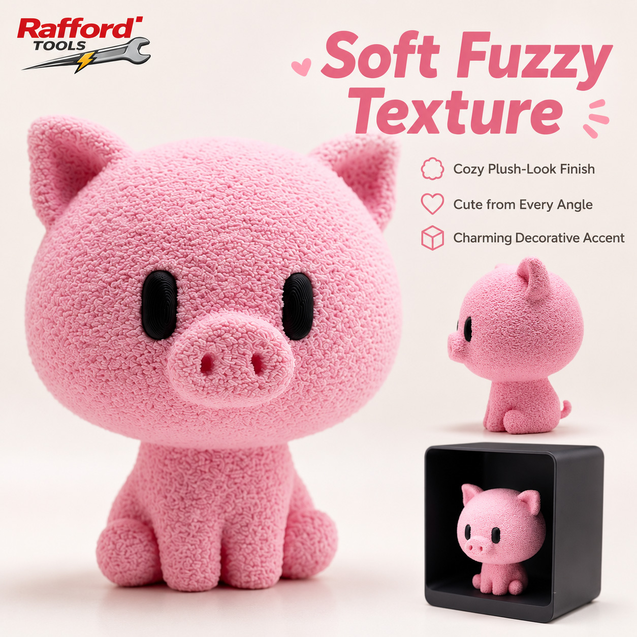 Rafford Cute Flocked Pink Pig  - Desk Setup Shelf ulasan dan harga