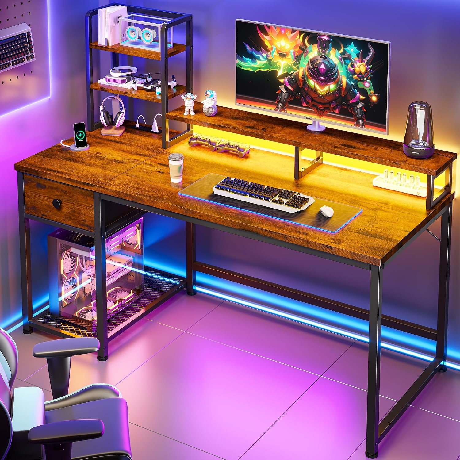 Small Computer Desk With Hutch - Desk Setup Brown ulasan dan harga