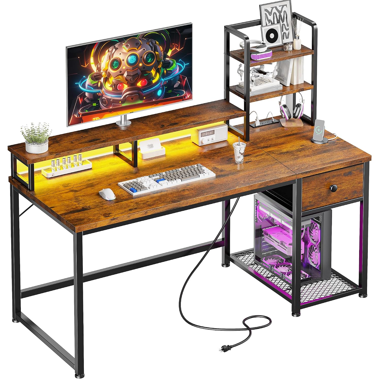 Small Computer Desk With Hutch - Desk Setup Brown ulasan dan harga