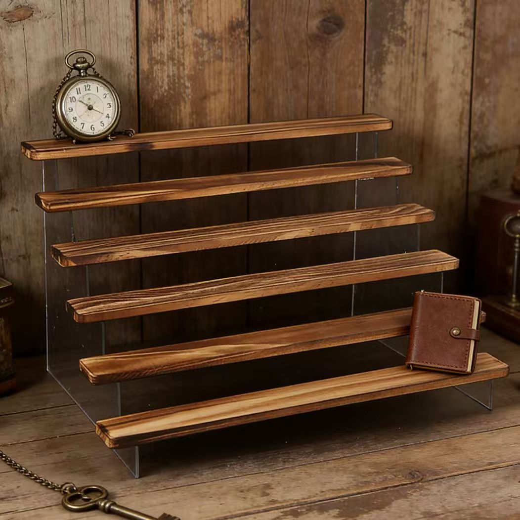 Charred Wooden Step Display St - Desk Setup Shelf ulasan dan harga