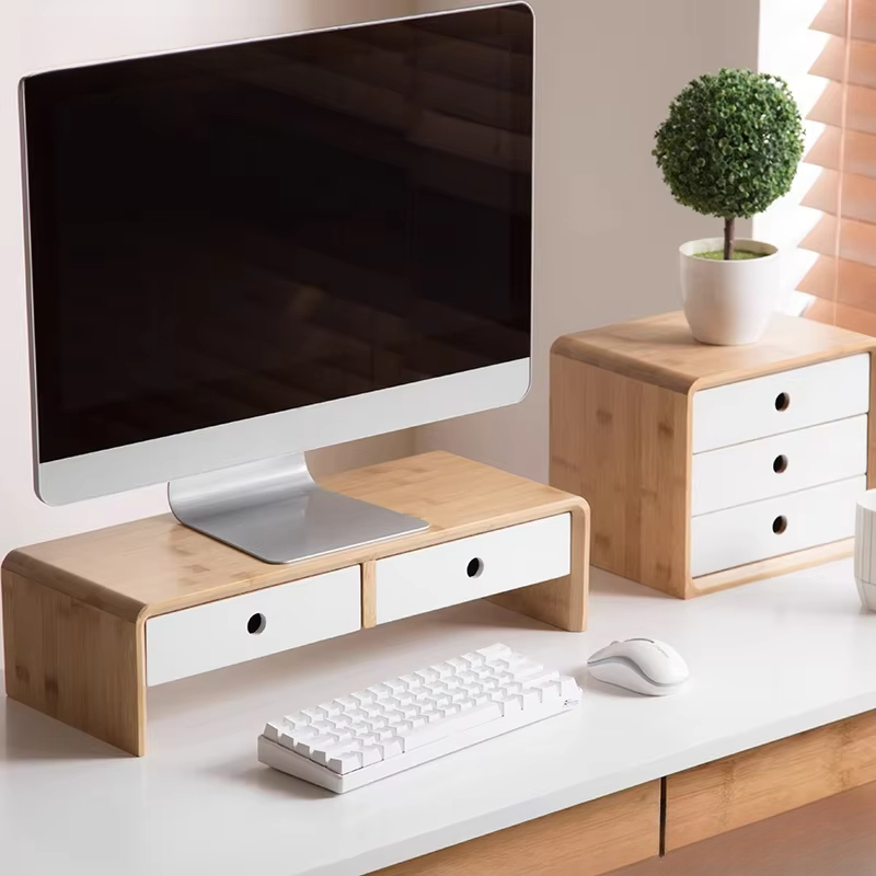 Bamboo Laptop Monitor Riser Ec - Desk Setup Living Room ulasan dan harga