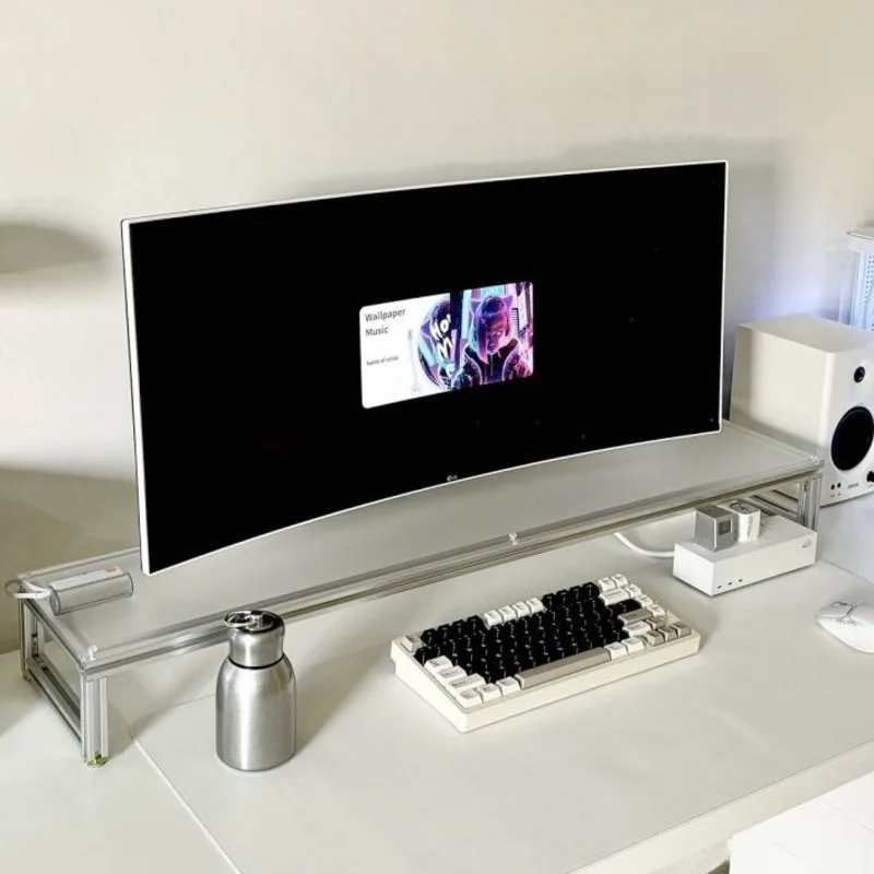 Aluminum Monitor Stand Acrylic - Desk Setup Living Room ulasan dan harga