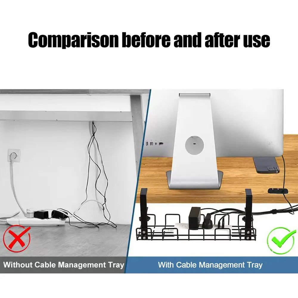 Cable Management Box Under Des - Desk Setup Shelf ulasan dan harga